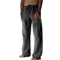 Muške modne pamučne hlače Na vezanje s džepovima i printom prevelike hlače