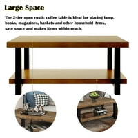 Rustikalni stolić za kavu - završni stol za dnevnu sobu s policom za odlaganje - smeđa