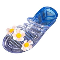 Kućne papuče za žene, ljetne dvobojne sandale u rimskom stilu s četiri lista i prozirnim cvjetovima s mekim potplatom
