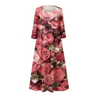 Ženske haljine na rasprodaji ženske Ležerne udobne cvjetne haljine s rukavima od tri četvrtine pamučna haljina