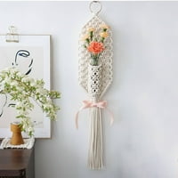 Yesbay viseća košarica ručno tkana boho stila cvjetna košarica zid viseće tapiserije Net vrećica za vrećicu Dekoracija