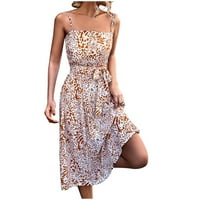 Sdjma Eveving haljina za žene modne žene Elegantni tiskarski zalogaj, bez rukava bez rukava, duga suknja