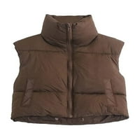 Skraćena donja jakna za žene i djevojke jakne casual prsluk bez rukava s patentnim zatvaračem zimska topla donja