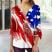Ženska bluza za Dan neovisnosti, šik tunika, majice s gumbima u obliku gumba, rastezljive majice, elegantni topići,