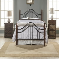 Namještaj Hillsdale Madison teksturirani krevet od crnog metala s klinovima od trešnje