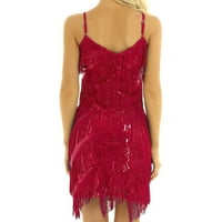Ženske haljine jednobojna mini modna ljetna haljina s izrezom u obliku slova u i kratkim rukavima, crvena, 3 inča