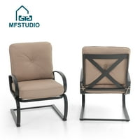 Studio Patio C-Spring Motion Metal Stolice za blagovaonice s konzolnim bazom i 3,9 Jastuk za blagovaonicu, dvorište,