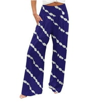 Ženske široke noge udobne hlače pamučne posteljine casual labave joge visoki struk Ugodni salon pidžama palazzo