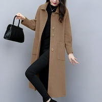 + Blazer Ženska jakna zimski kaput jednobojni kaput dugih rukava gornja odjeća vuneni kaput s reverom kaput s
