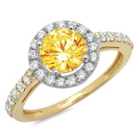 14-karatni prirodni Citrinski dijamant od bijelog i žutog zlata s umetcima prsten od 5,75