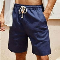 XYSAQA muške pamučne posteljine kratke hlače casual izvlačenje elastičnog struka na otvorenom kratke hlače ljetne