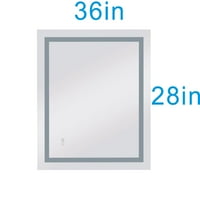 28'*36' LED zidno ogledalo za kupaonicu s velikim lumenom + Odvojena kontrola protiv magle + funkcija zatamnjivanja