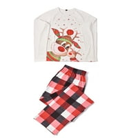 Obiteljski Božićni pidžama Setovi, vrhovi dugih rukava s printom losa + karirane hlače