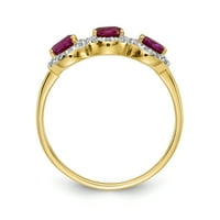 Prsten od žutog zlata s rubinom i dijamantom od 3 kamena od AMK