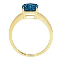 1,0CT Asscher Cut Natural London Blue Topaz 14K Angažiranog prstena za angažiranje žutog zlata Veličina 11