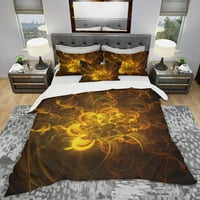 Dizajnerski set pokrivača Zlatni fraktalni cvijet u mraku u modernom stilu