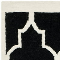 Geometrijski tepih od marokanske vune, Crna slonovača, kvadrat 6' 6'