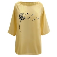 Majice za žene, Ženska široka Boho majica, ljetna bluza, majica za žene, cvjetna Bluza na ramenu, Žuta