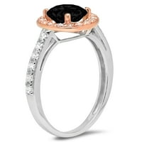 dijamant okruglog reza s imitacijom prozirnog dijamanta od 14 karata u bijelom ružičastom zlatu s umetcima prsten