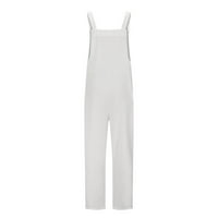 Bijeli kombinezoni za žene casual suspender bez rukava - Ljeto labavo fit visoki struk širokih nogu etnički stil