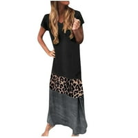 Mini haljine za žene plus veličine V-izreza kratki rukavi s kratkim rukavima, leopard cvjetni gradijentni gradijent