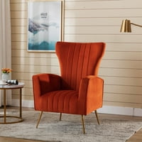 Ladera Velvet tapecirana stolica s naglaskom na krila, narančasta