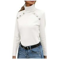 Ženski džemper U donjem dijelu leđa-Jednobojni pulover s visokim vratom, pleteni vrhovi dugih rukava, Moderni