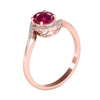 AoneJewelry 10K 1. Prsten od dijamanta i dragulja ovalnog oblika u ružičastom, bijelom i žutom zlatu