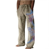 Muške pamučne lanene hlače s elastičnim strukom, joga hlače za plažu, ljetne Ležerne lagane hipi hlače, hi-hi,