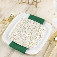 Ecoquality 7.25 Raspoloživi kvadratni bijeli plastični tanjuri s dizajnom zlatnog lišća, Kina poput stranačkih