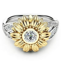 prstenovi za žene izvrsni ženski dvobojni srebrni prsten s cvjetnim uzorkom sa zlatnim okruglim dijamantom od