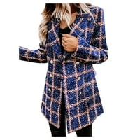 Kaput u boji 10, žensko odijelo s dugim rukavima s ovratnikom, dvoredna vunena jakna u ljubičastoj boji