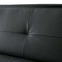HOMMOO PU kauč kauča s kaučem, kabriolet savijanje futon kauča, crni