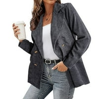 Ženski ležerni kaput s dvostrukim kopčanjem-rever kardigan jednobojna jakna dugih rukava kaput bluze vrhovi