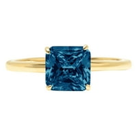 14-karatni prsten od žutog zlata s prirodnim londonskim plavim topazom asssher cut 2K, 9.5