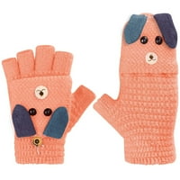 Dadaria Zimske rukavice Žene Slatke baršunaste crtane crtane boje s pet prstiju toplo pletene rukavice Modne rukavice