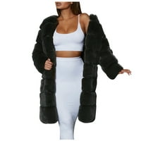 Rasprodaja ženskih jakni i kaputa od FAA krzna, topli pahuljasti dugi kardigan u boji, zimska gornja odjeća od