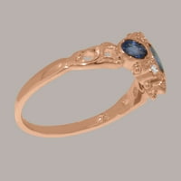 Ženski prsten za obljetnicu od 9K ružičastog zlata s prirodnim safirom i dijamantima britanske proizvodnje - opcije