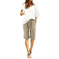 Ženske kratke hlače Žene Ljetne hlače plus veličine visoki struk kratke hlače za vezanje plaža za vježbanje džepne