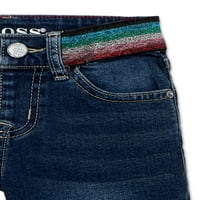 Vigoss Girls Rainbow pojas valjana manžetna srednja dužina traper jean kratke hlače, veličine 4-14