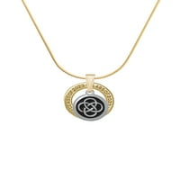 Oduševljeni nakit Silvertone keltski čvor u crnoj krug zlatnog tona klase Ogrlice za prstena, 18
