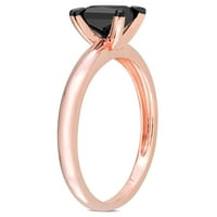 Carat T.W. Crni dijamant 14KT ružičasto zlato kvadratni crni rodij zaručnički prsten pasijansa