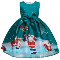 Božićna haljina s printom Djeda Mraza za djevojčice princeza haljina božićna odjeća za djevojčice blagdanska rasprodaja
