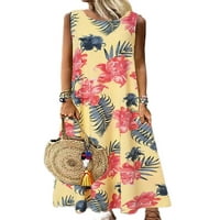 Bomotoo Women Summer Beach Sundress cvjetni print maxi haljine bez rukava bez rukava labava zabava crna l