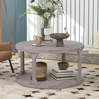 Rustikalni okrugli stolić za kavu od punog drveta + MDF obloženi stolić za kavu u dnevnoj sobi