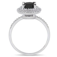 14-karatni dvostruki Halo zaručnički prsten od bijelog zlata s crno-bijelim dijamantom od 1 karata