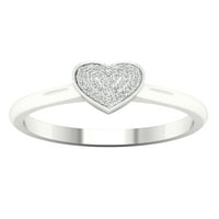 Imperial 1 10ct TDW Diamond S sterling srebrni klaster modni prsten za srce