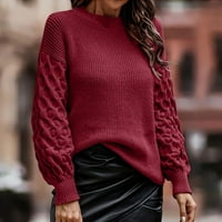 Džemperi za žene za jesen / zimu casual opušteni topli jednobojni džemperi s dugim rukavima s okruglim vratom