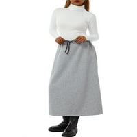 Ženska duga suknja Vintage elegantna zimska suknja s elastičnim pojasom Maksi suknja s podstavom od flisa