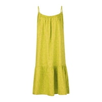 Ljetna haljina u A-listi, ženska modna ležerna jednobojna Sling haljina s okruglim vratom s printom na točkice